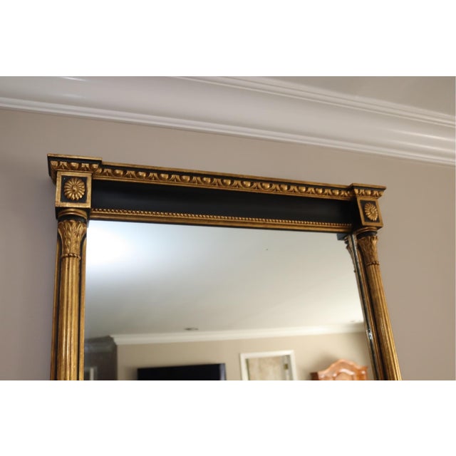Vintage Gilt and Ebonized Carved Wood Frame Wall Mirror For Sale - Image 9 of 11