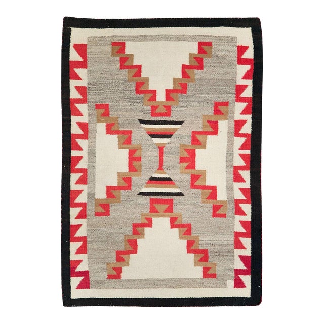 Galerie Shabab Collection Rustic Southwestern Style North American Navajo Tribal Throw Rug, Circa 1920 For Sale