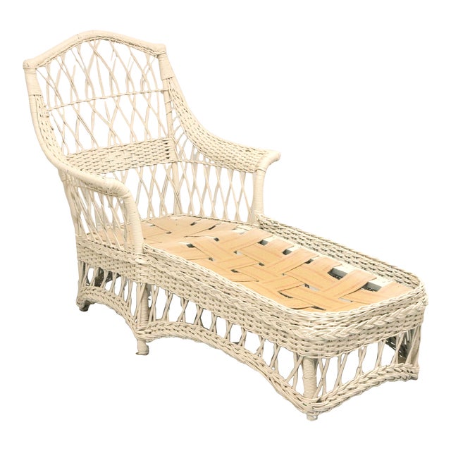 Antique Victorian White Painted Wicker Chaise Lounge Chairish