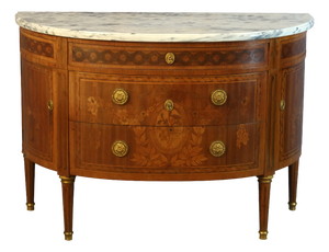Louis XVI Style Half-Moon Commode with Doors, 1940s