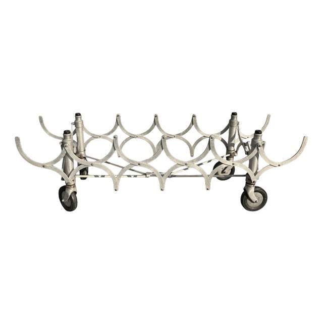 Industrial Chic Aluminum Casket Trolly Cocktail Table Base For Sale