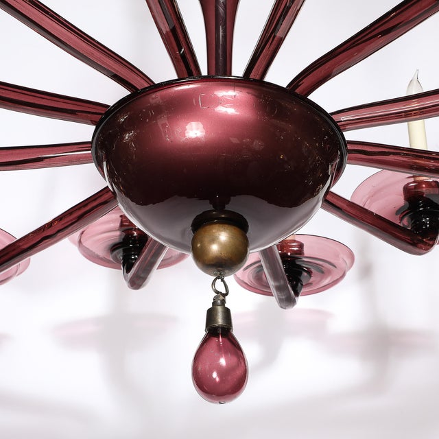 Modernist Hand-Blown Classical Amethyst Murano Glass Chandelier by Lorin Marsh For Sale - Image 13 of 18