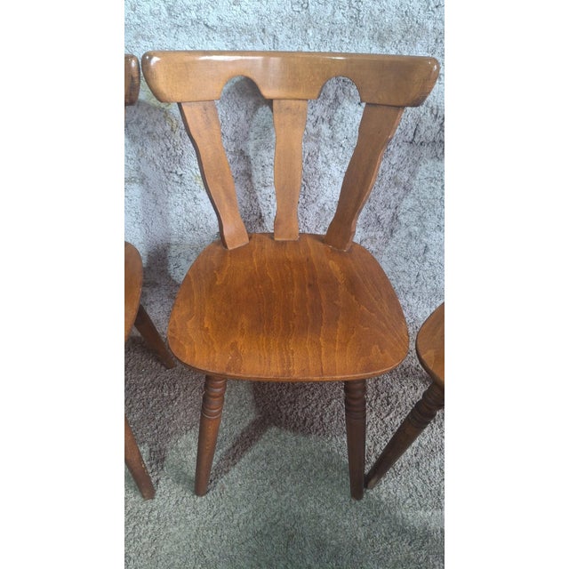 Rustic Bistro Chairs in Honey Beech, 1950s, Set of 9 For Sale - Image 9 of 10