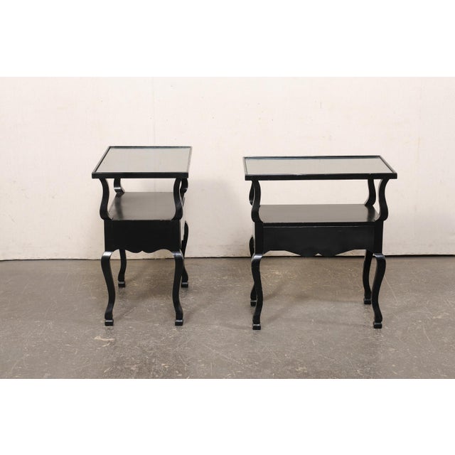 Mid 20th Century French Mid-Century 2-Tier Black End Tables For Sale - Image 5 of 12