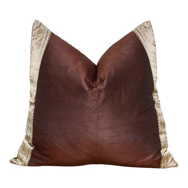 Bistre Festive Silk Euro Pillow Cover For Sale