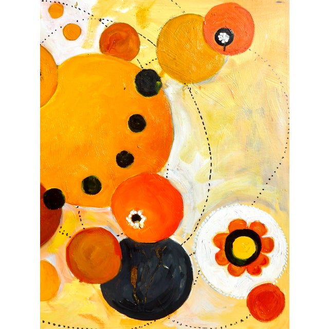 Original highly sought after contemporary oil painting of colors floating and intersecting.. Colors are very harmonious....