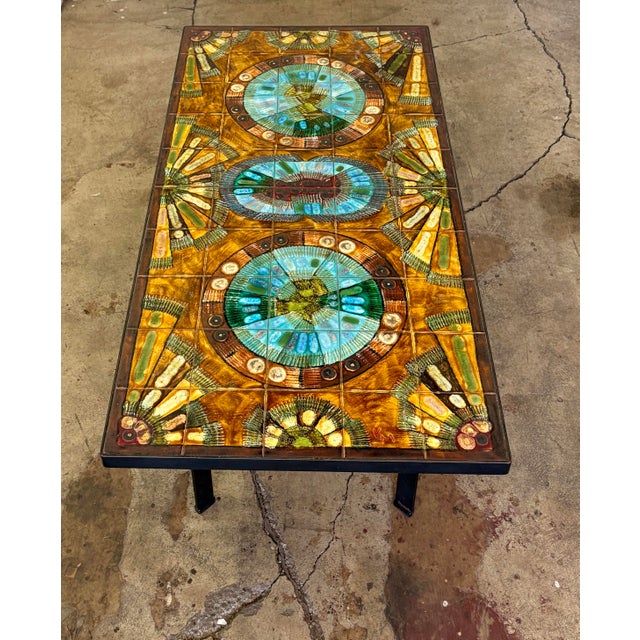 Mid-Century Modern Vintage XL Coffee Table by Knud Michel With Metal Frame and Tiles For Sale - Image 3 of 12