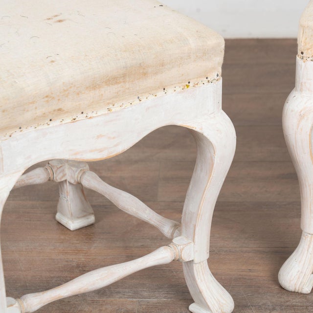 Early 20th Century 20th Century Swedish White Tabouret Pair of Stools For Sale - Image 5 of 10