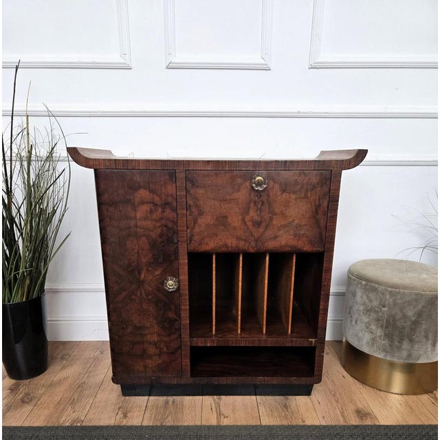 Wood Vintage Italian Art Deco Walnut Burl Dry Bar Cabinet, 1940s For Sale - Image 7 of 10