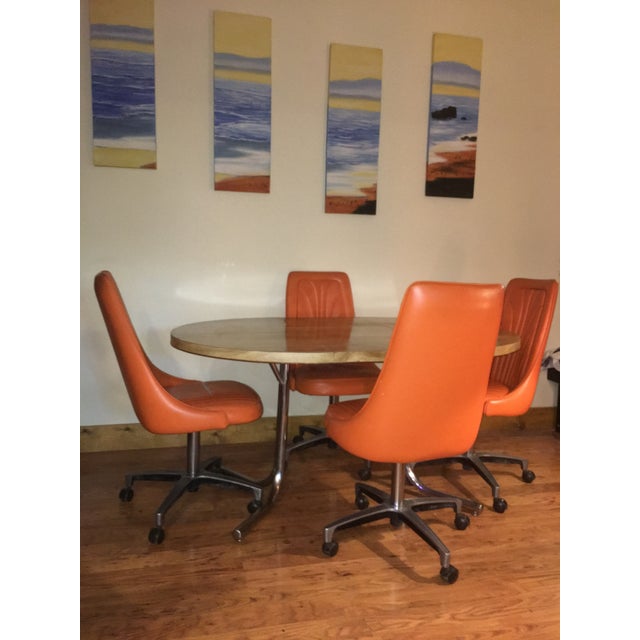 Orange Chromcraft Table & Chairs Set | Chairish