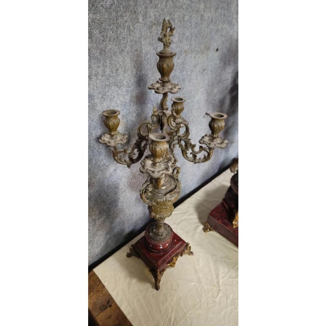 Napoleon III Fireplace Set in Marble, 1800s, Set of 3 For Sale - Image 15 of 18
