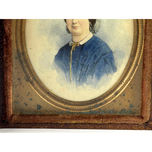 19th Century Antique Miniature Portrait Painting of Woman in Original Presentation Case For Sale - Image 5 of 10