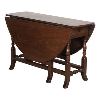 Geo II Walnut Drop Leaf Dining Table, 1740 For Sale