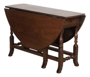 Geo II Walnut Drop Leaf Dining Table, 1740