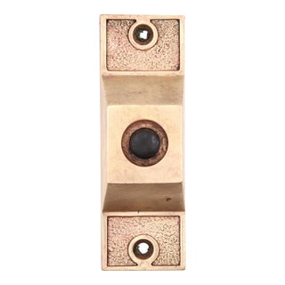 Vintage Single Button Polished Brass Door Bell For Sale