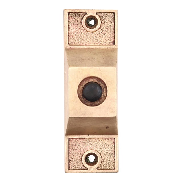 Vintage Single Button Polished Brass Door Bell For Sale