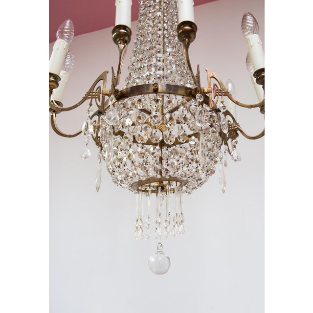 Large Art Nouveau Swedish Glass Chandelier, 1890s For Sale - Image 3 of 11