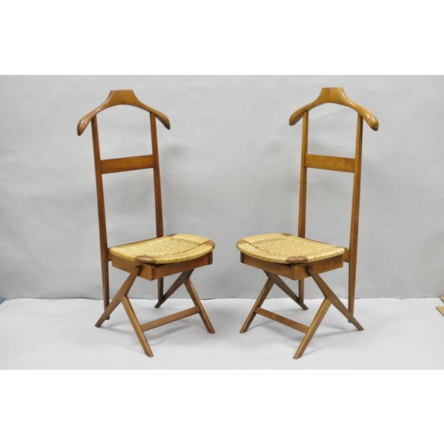 Vintage Mid Century Italian Style Modern Beech Wood Clothing Valet Chair Seat, B For Sale - Image 17 of 18