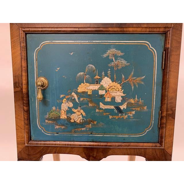 Jacobean Bedside Table With Blue Chinoiserie Door Chairish