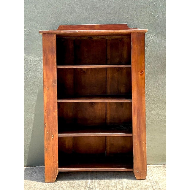 Mid 20th Century Vintage Rustic Handcrafted Wood Shelving Unit For Sale - Image 5 of 16