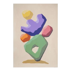2024, Abstract Versus Figurative Futuristic Totem of "Abstract Cactus", Acrylic Painting on Watercolor Paper by Ryan Rivadeneyra