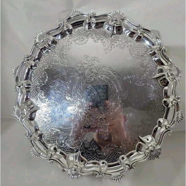 Early 20th Century Antique Edwardian Sheffield Sterling Silver Salver, 1904 For Sale - Image 5 of 18