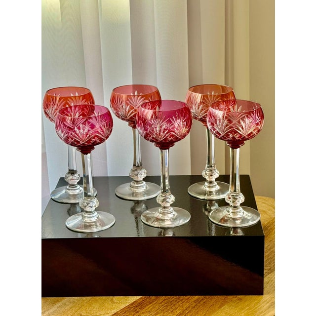 French Massenet Crystal Hock Glasses by Saint-Louis, 1920, Set of 6, in Very Good conditions. Designed 1920 to 1949
