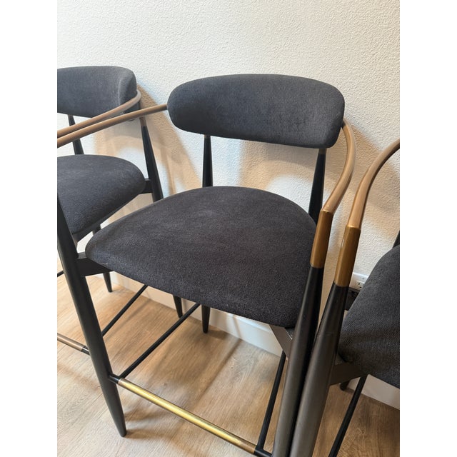 Modern 4 Handcrafted Bar Height Stools From Arhaus Jagger Dining Collection. For Sale - Image 3 of 6