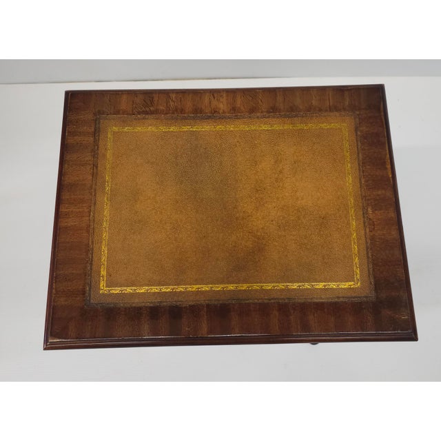Wood Mid-Century Mahogany and Leather Top English Silver Table For Sale - Image 7 of 12
