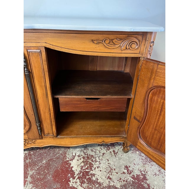 Wood Vintage Country French Buffet Marble Top For Sale - Image 7 of 9