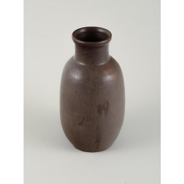 Unique Royal Copenhagen ceramic vase by Carl Halier / Patrick Nordstrøm. Beautiful glaze in shades of brown. Dated 1937...