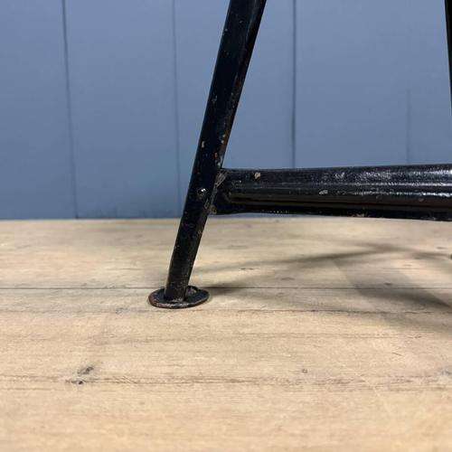 Black Stool with Dark Wooden Seat from Rowac, 1940s For Sale - Image 11 of 14