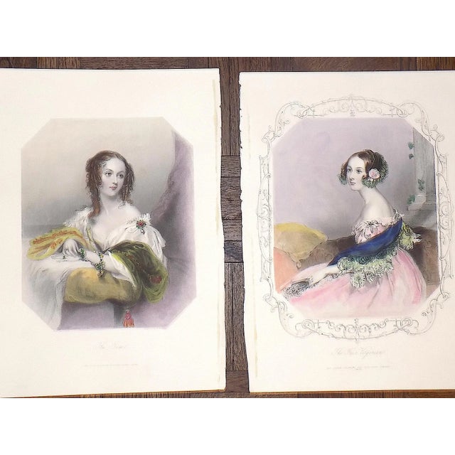 Mid 19th Century Antique 19th Century Engravings-Victorian Women-Portraits-Set of 8 For Sale - Image 5 of 7