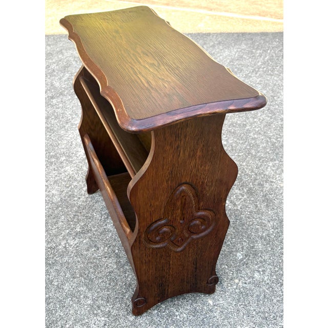 Mid 20th Century Vintage French Book Trough Table With Fleur De Lis Design For Sale - Image 5 of 8