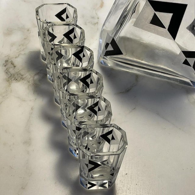 Art Deco Cubist Crystal Liqueur Service by Karl Palda, 1930s, Set of 8 For Sale - Image 10 of 18
