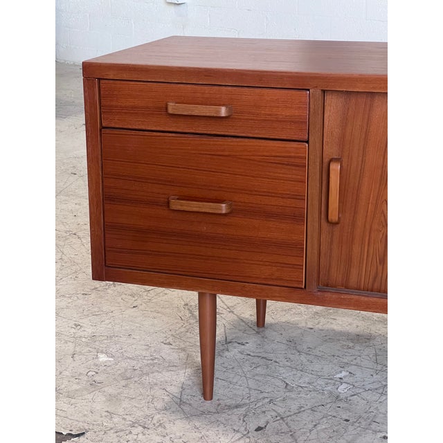Mid-Century Modern Vintage Danish Teak Office Style Credenza For Sale - Image 3 of 8