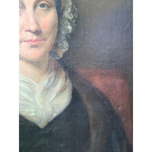 Mid 19th Century Antique 19th Century Victorian Oil Painting Portrait of a Lady For Sale - Image 5 of 18