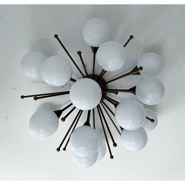 Italian 21st Century Mezzo Bronze Glossy White Murano Flush Mount by Fabio LTD For Sale - Image 3 of 9