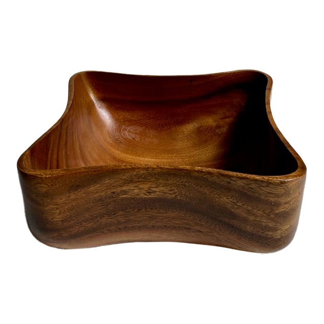 Vintage Handcrafted Pacific Merchants Acacia Wood Serving Bowl For Sale