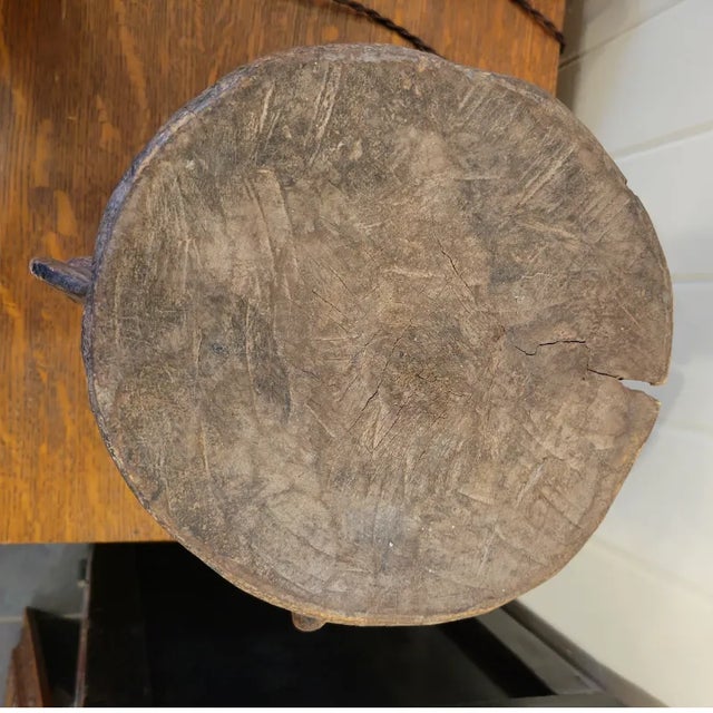 Antique Yoruba African Painted Carved Wood Stool For Sale In Milwaukee - Image 6 of 9