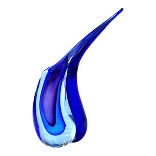 Mid 20th Century Murano Style Sommerso Glass Teardrop Vase For Sale