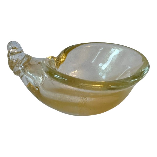 Italian Murano Glass Shell with Real Gold Flakes For Sale