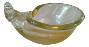Italian Murano Glass Shell with Real Gold Flakes