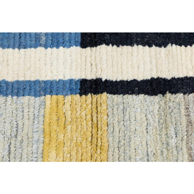 Abstract Geometric Hand-Knotted Wool Rug – Modern Moroccan Style 9x12 For Sale - Image 9 of 11