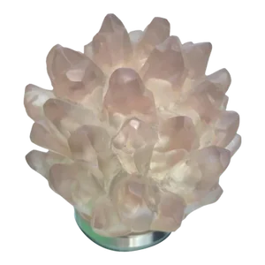 Vintage Faux Crystal Rock Champagne Plug in Light Up Table Lamp