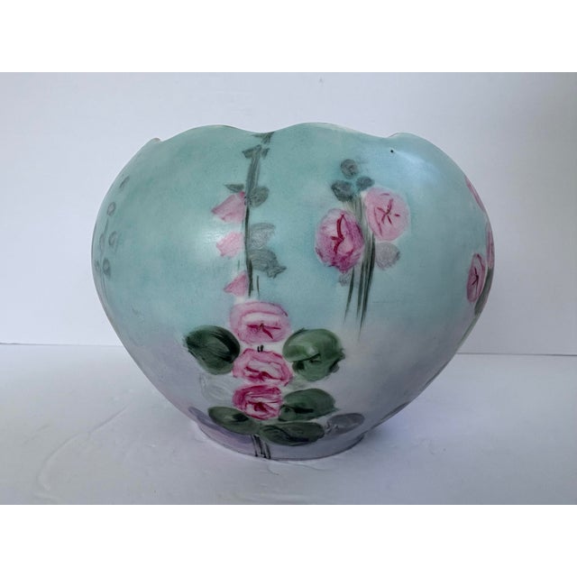 Early 20th Century Early 20th Century Artist-Signed Hand-Painted Porcelain Rose Bowl Vase For Sale - Image 5 of 12