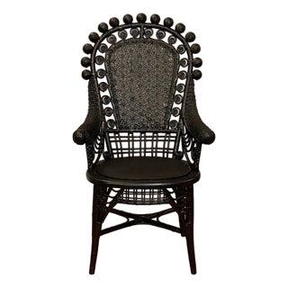 Late-19th Century Victorian "Lollipop" Lacquered Wicker Chair For Sale