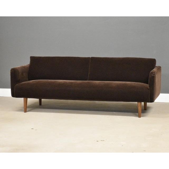 1950s Mid Century Modern 81.5” Brown Mohair Sofa For Sale - Image 4 of 10