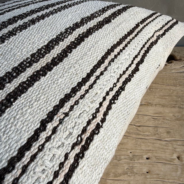Mid-Century Modern Vintage Rug Pillow Cover With Stripes For Sale - Image 3 of 6