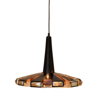 Vintage P236 Pendant Lamp in Black Metal and Copper by Werner Schou for Coronell Elektro, 1960s For Sale